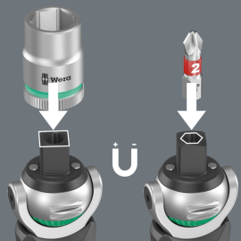 Surubelnita clichet cu biti si tubulare de buzunar Wera Set 3