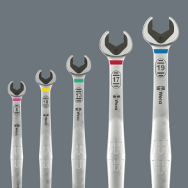 Set chei combinate fixe si inelare lungi cu clichet 8 - 19 mm Wera